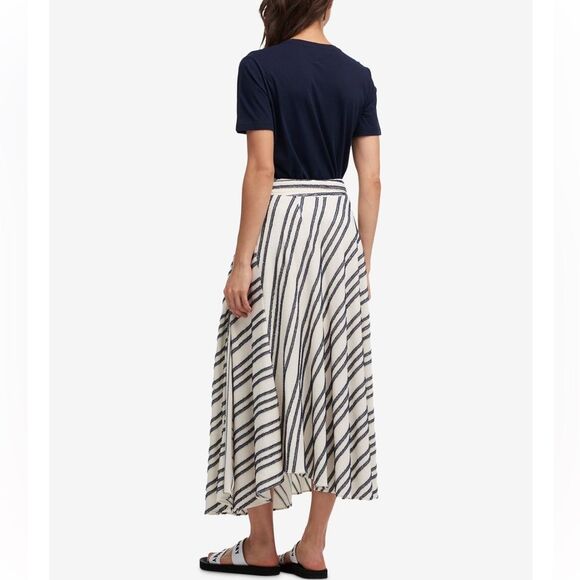 NEW! DKNY Asymmetrical Eyelash Fringe Stripe Belted Maxi Skirt - 4 ~ $109 - Picture 14 of 15